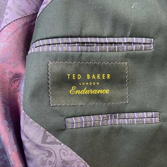 Ted Baker London Endurance Blazer Wool Signature Purple Paisley Lining Size 42R - Picture 10 of 12